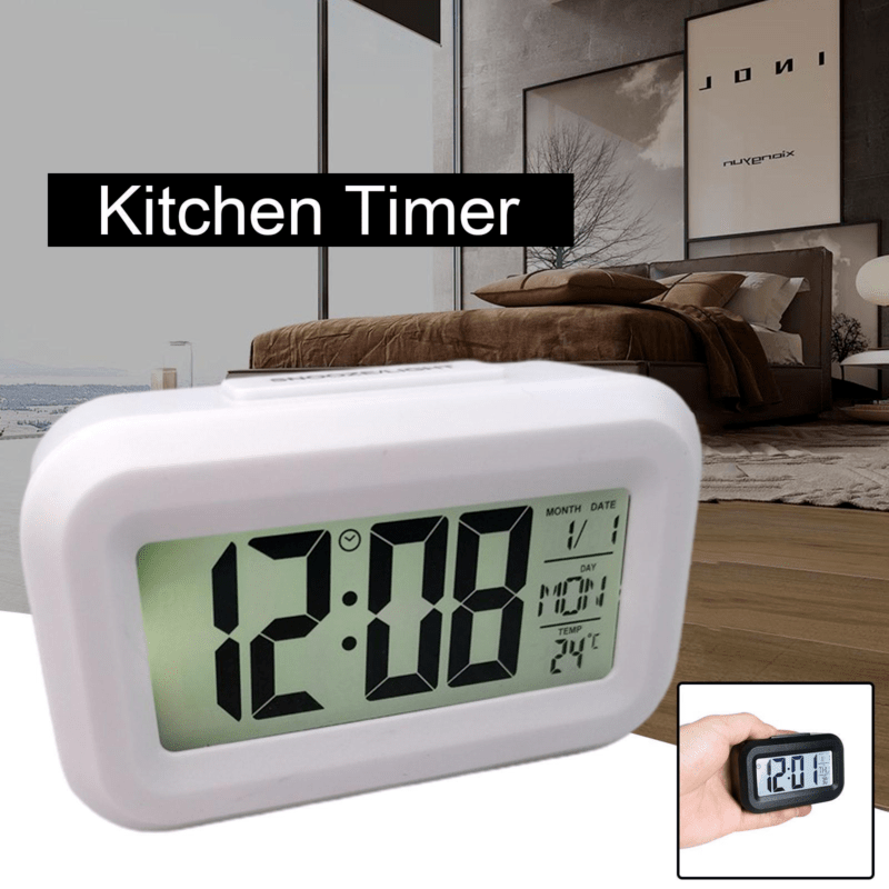 Digital Alarm Clock with Night Light Music Snooze Calendar and Thermometer