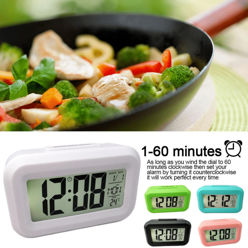 Digital Alarm Clock with Night Light Music Snooze Calendar and Thermometer