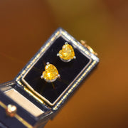 Ayollar uchun Sariq Moissanit yurak shaklidagi stud taqinchoqlari 1ct Sterling kumush, Valentin uchun sovgʻa