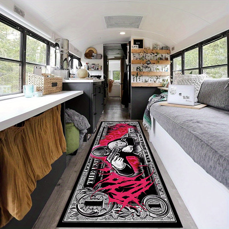 Polyester Area Rug with Dollar Design Non-Slip Thick Velvet Runner for Living Room