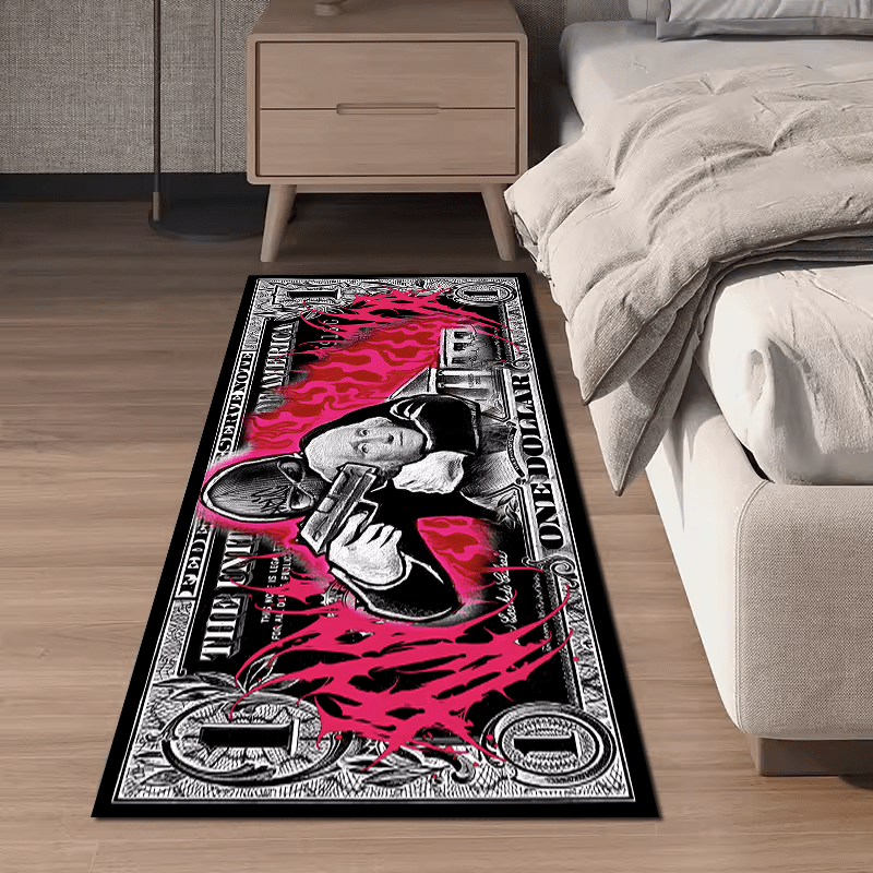 Polyester Area Rug with Dollar Design Non-Slip Thick Velvet Runner for Living Room