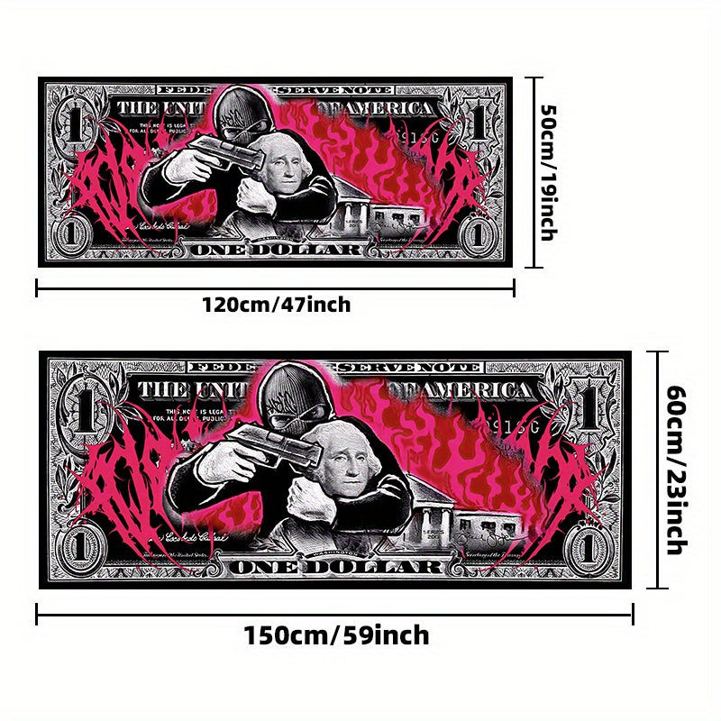 Polyester Area Rug with Dollar Design Non-Slip Thick Velvet Runner for Living Room