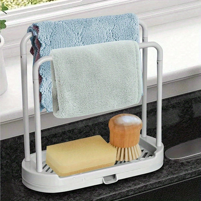 Grey Kitchen Sink Organizer Rust-Proof Countertop Storage for Sponges and Scrubbers