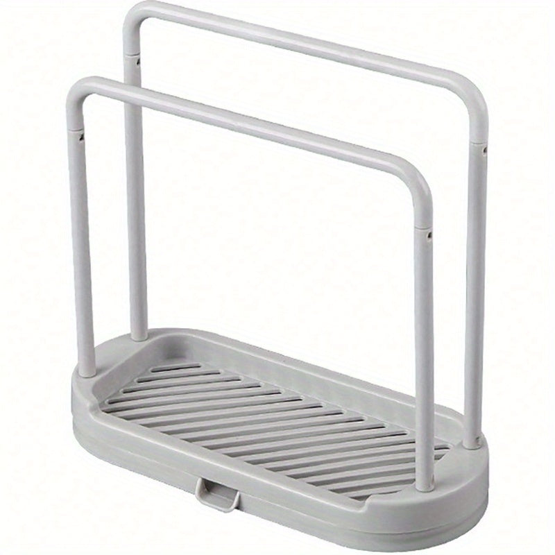 Grey Kitchen Sink Organizer Rust-Proof Countertop Storage for Sponges and Scrubbers