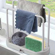 Grey Kitchen Sink Organizer Rust-Proof Countertop Storage for Sponges and Scrubbers