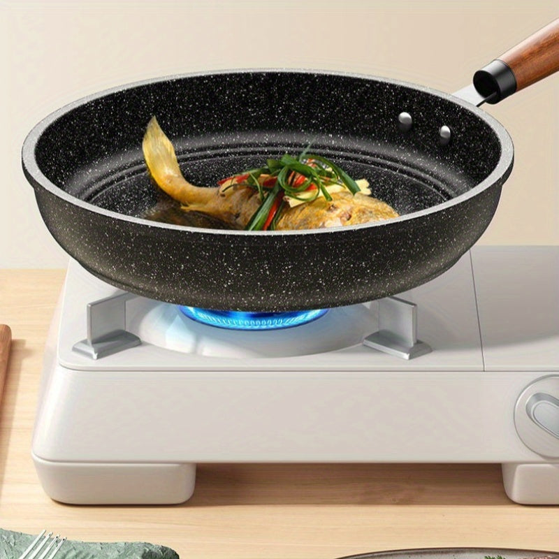 Dreva tutqichi, yopishqoq bo'lmagan qovurish panasi, pancake va tuxumlar uchun ideal tekis pastki qozon, past tutun, gaz pechlari va induksion pechlar uchun mos