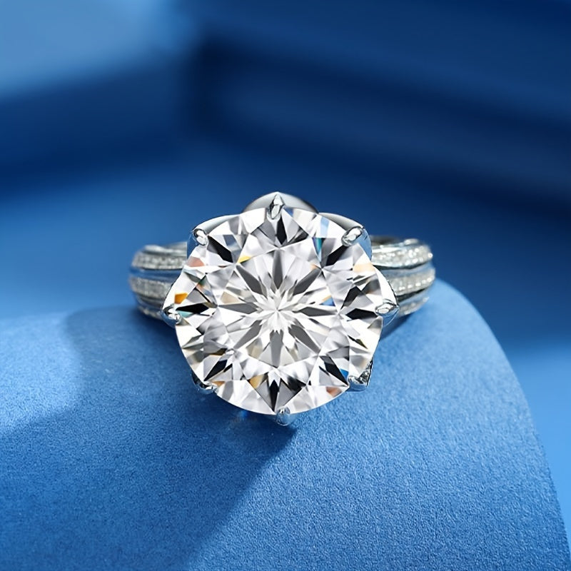 Women's Moissanite Engagement Ring 10 Carat D-Color Sterling Silver 8-Prong