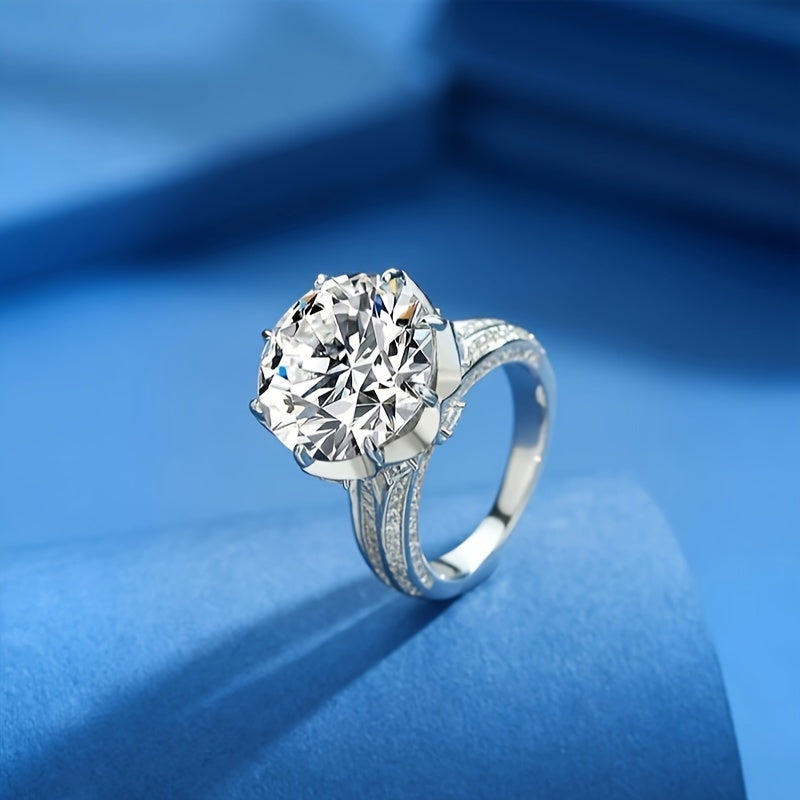 Women's Moissanite Engagement Ring 10 Carat D-Color Sterling Silver 8-Prong