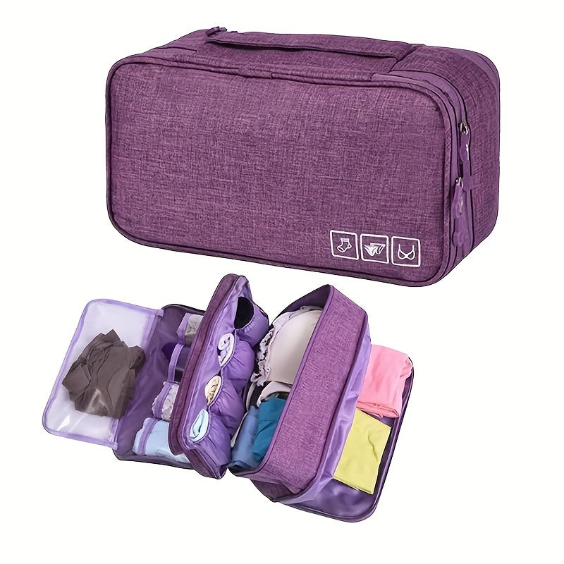 Travel Underwear Organizer Bag Polyester Zippered Storage for Bras Socks Black Burgundy Red