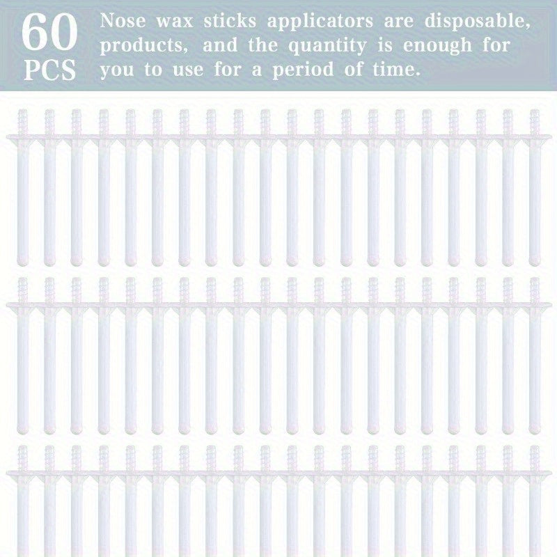 Одноразовые палочки для носового воска - 60 шт. пластиковых аппликаторов для удаления волос из носа