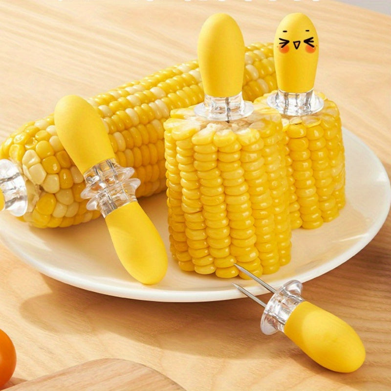 Stainless Steel Corn Cob Fork Set with Non-Slip Handle for BBQ and Picnic
