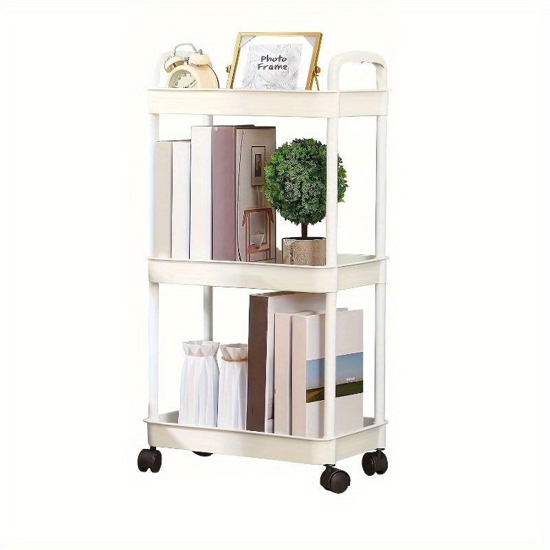 3-Tier Rolling Plastic Storage Cart for Kitchen, Office, Bathroom Organization