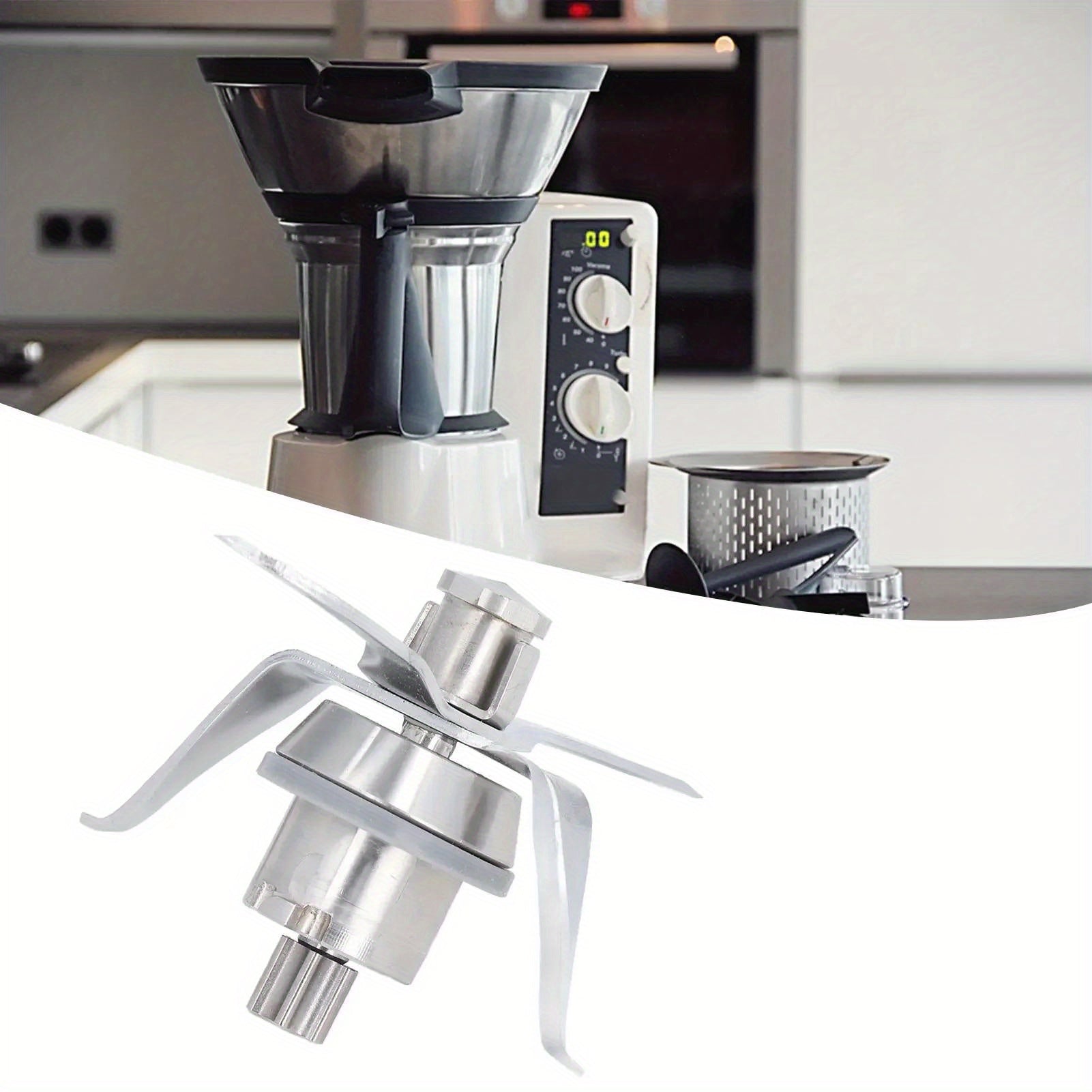 Thermomix TM31 yoki TM21 aralashtirish samaradorligini oshiring, Vorwerk kompaniyasining ushbu mustahkam zanglamaydigan po'latdan yasalgan aralashtirish pichoqi bilan. Oshxonangizda oziq-ovqat, muz va boshqa narsalarni aralashtirish uchun mukammal.