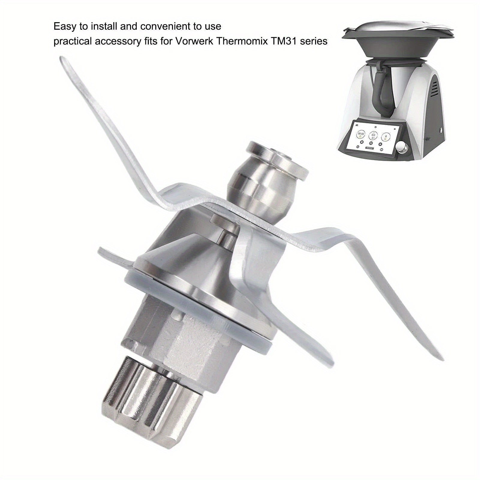 Thermomix TM31 yoki TM21 aralashtirish samaradorligini oshiring, Vorwerk kompaniyasining ushbu mustahkam zanglamaydigan po'latdan yasalgan aralashtirish pichoqi bilan. Oshxonangizda oziq-ovqat, muz va boshqa narsalarni aralashtirish uchun mukammal.