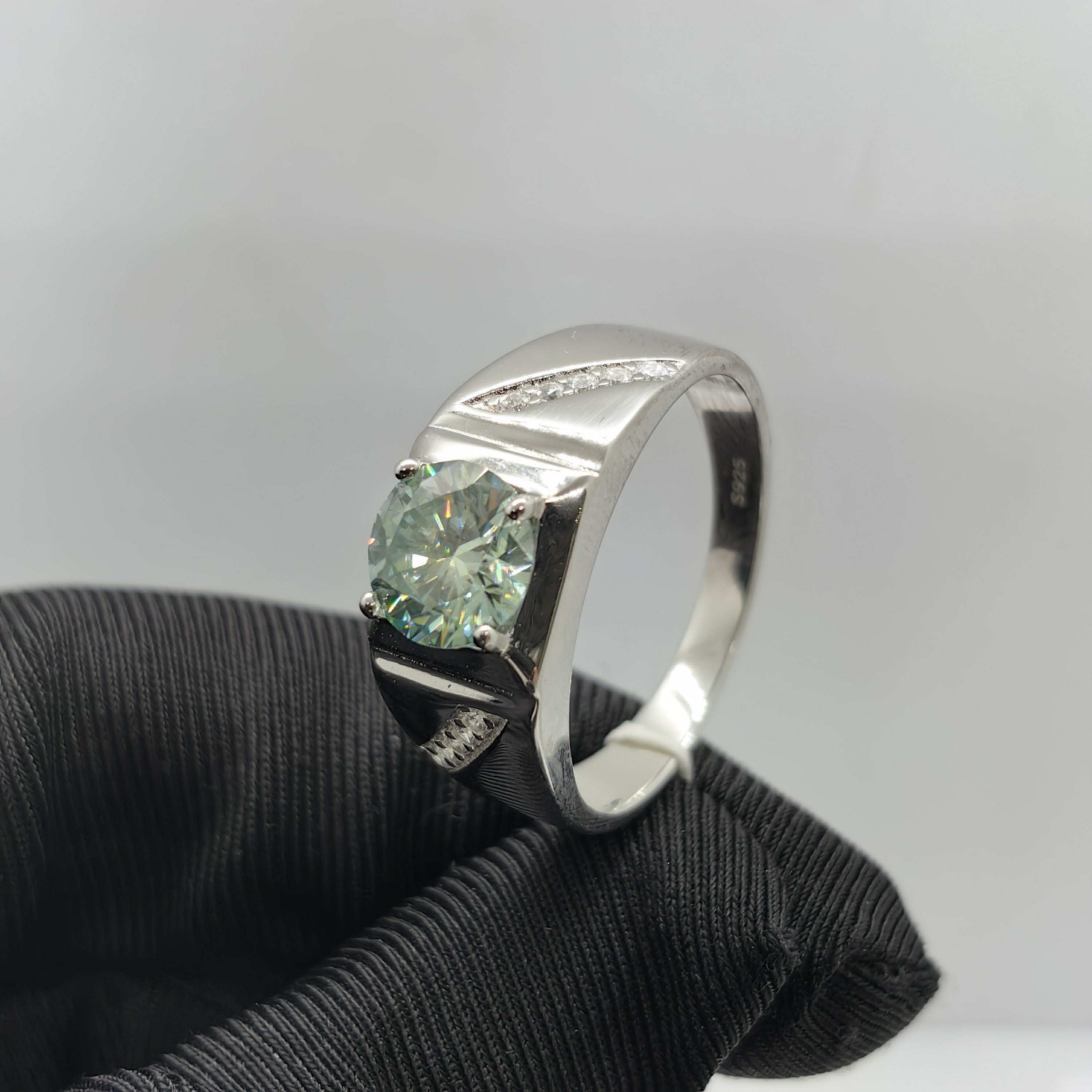 2 Carat Moissanite Ring Sterling Silver 18K Gold Plated Engagement Wedding Jewelry