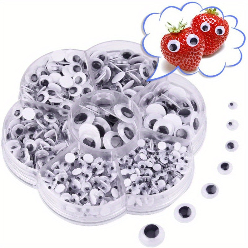 600 Self-Adhesive Craft Eyes in Black and White Plastic for Decorations and Creative Projects
