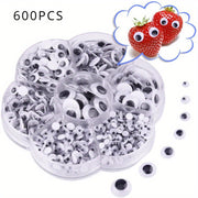 600 Self-Adhesive Craft Eyes in Black and White Plastic for Decorations and Creative Projects