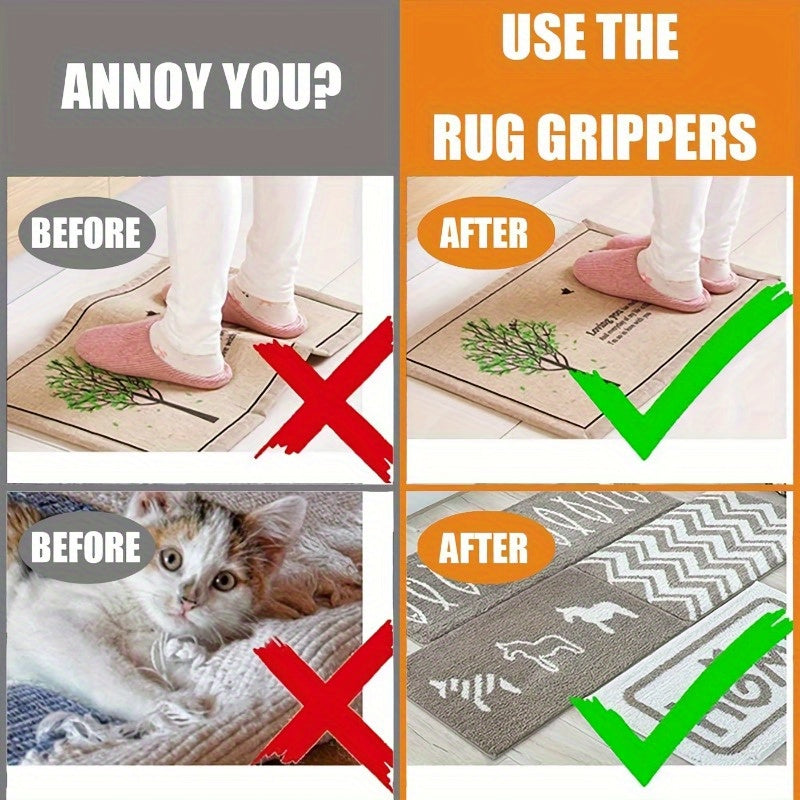 Non-Slip Rug Grippers 4-Pack Anti-Slip Carpet Corner Stickers for Living Room Bedroom Bathroom