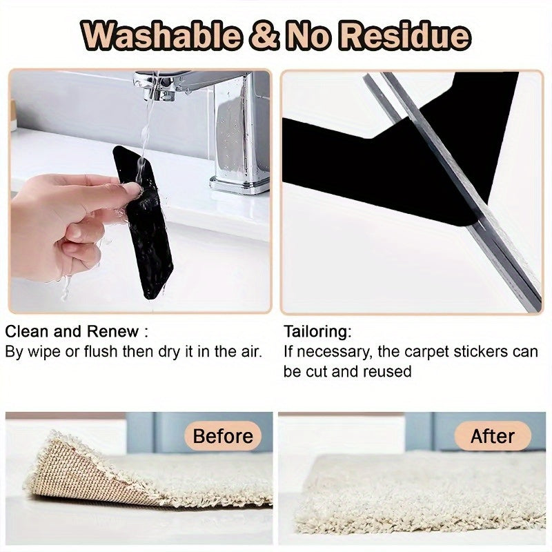 Non-Slip Rug Grippers 4-Pack Anti-Slip Carpet Corner Stickers for Living Room Bedroom Bathroom