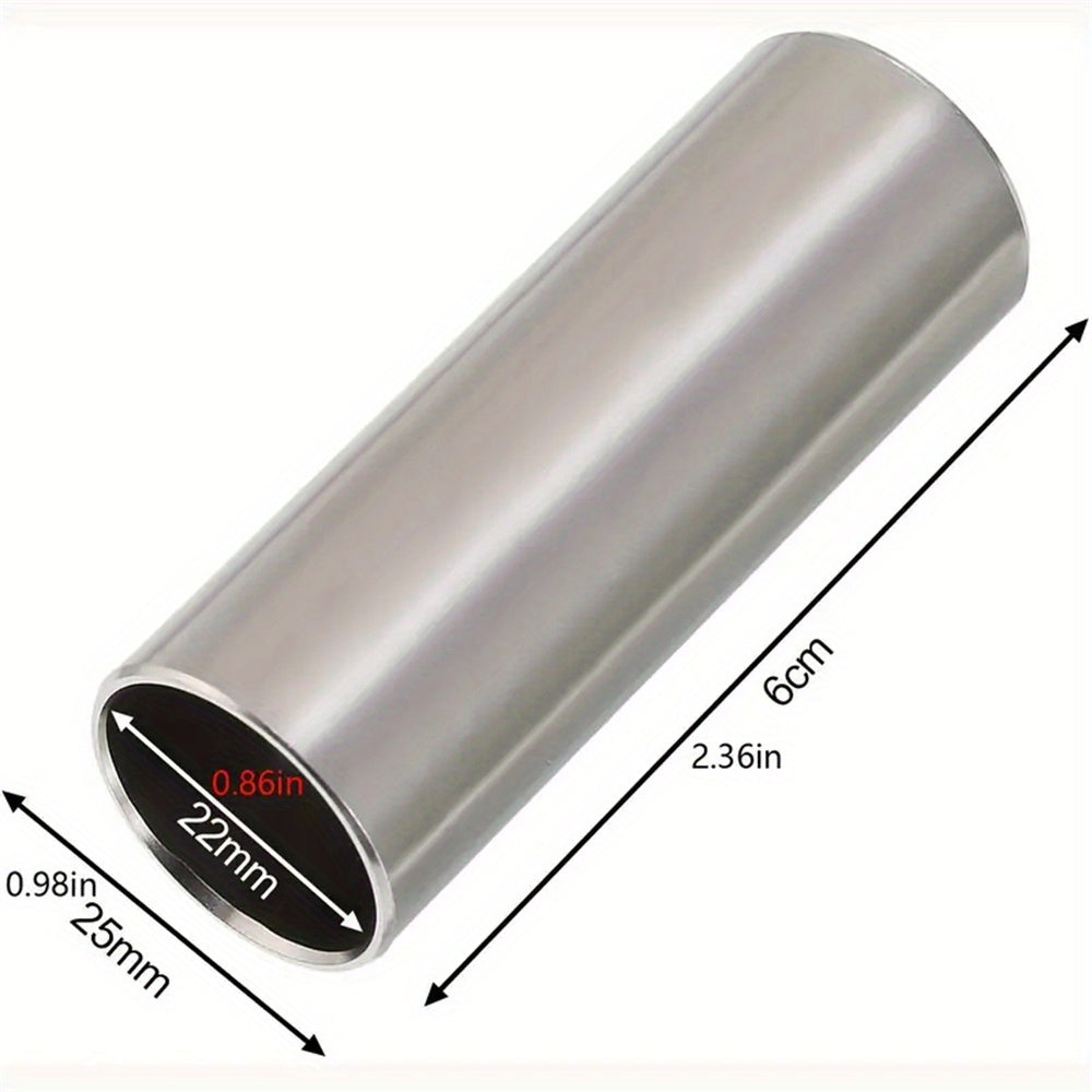 60mm Stainless Steel and Glass Guitar and Ukulele Finger Slide Black Transparent Golden Silver Grey