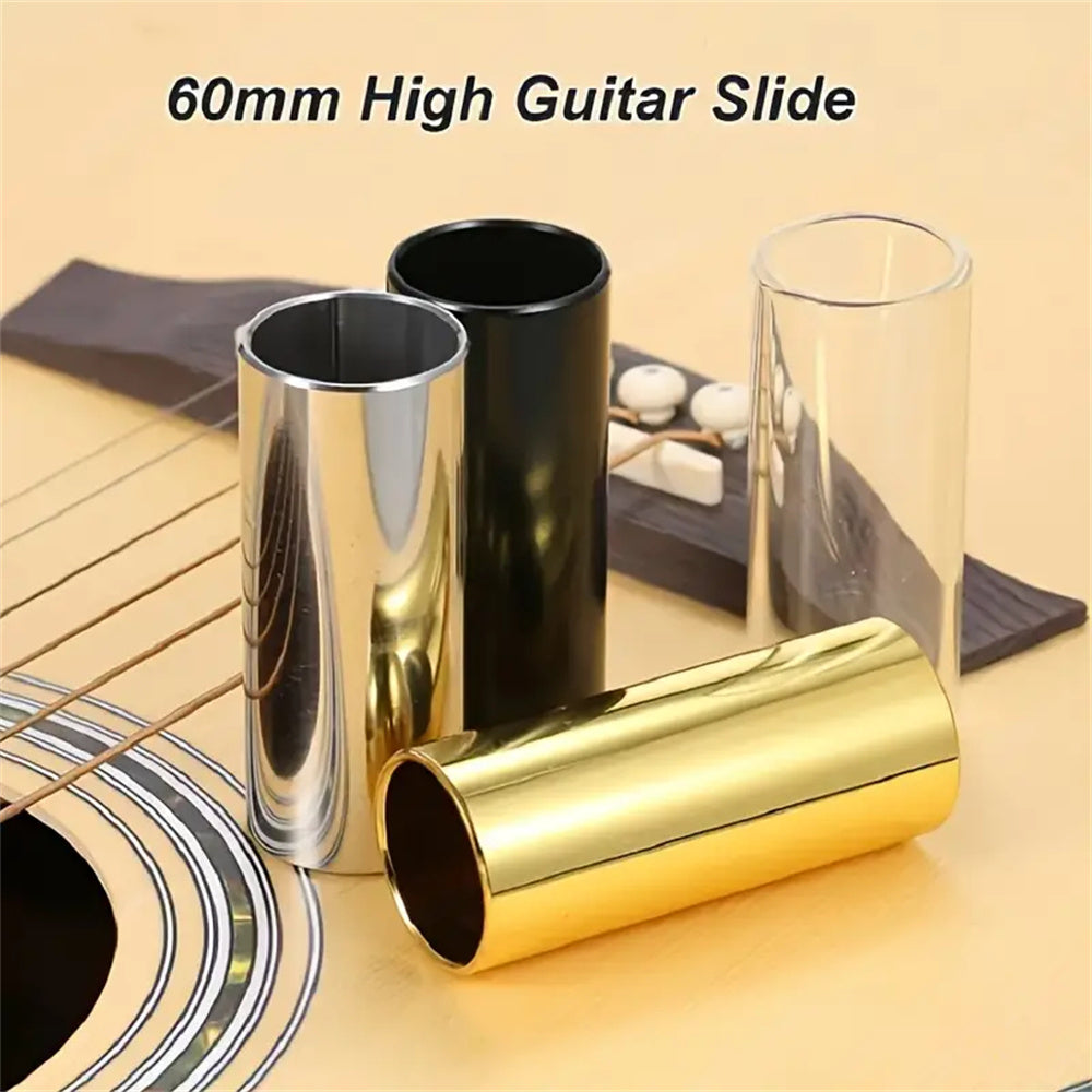 60mm Stainless Steel and Glass Guitar and Ukulele Finger Slide Black Transparent Golden Silver Grey