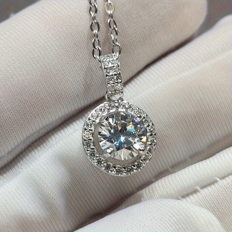 Sterling Silver Boho Moissanite Pendant Necklace Round Cut 1-10ct for Anniversary or Birthday