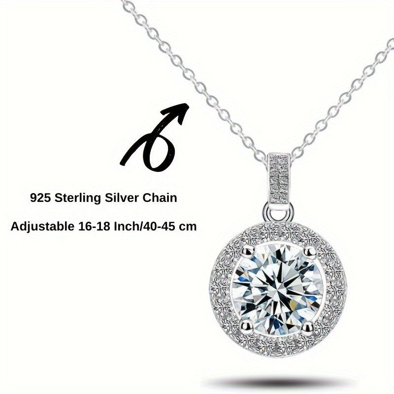 Sterling Silver Boho Moissanite Pendant Necklace Round Cut 1-10ct for Anniversary or Birthday
