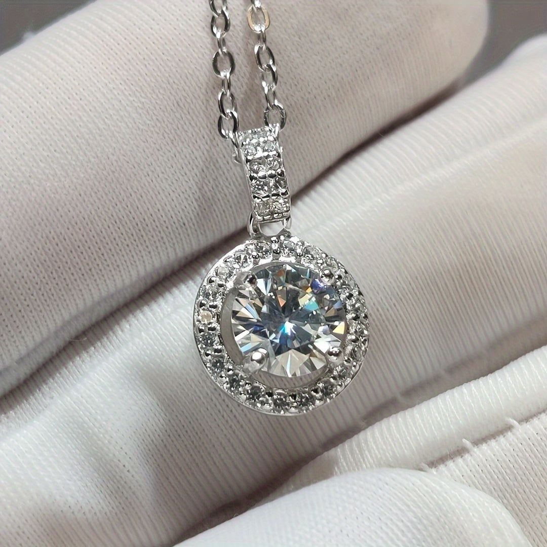 Sterling Silver Boho Moissanite Pendant Necklace Round Cut 1-10ct for Anniversary or Birthday