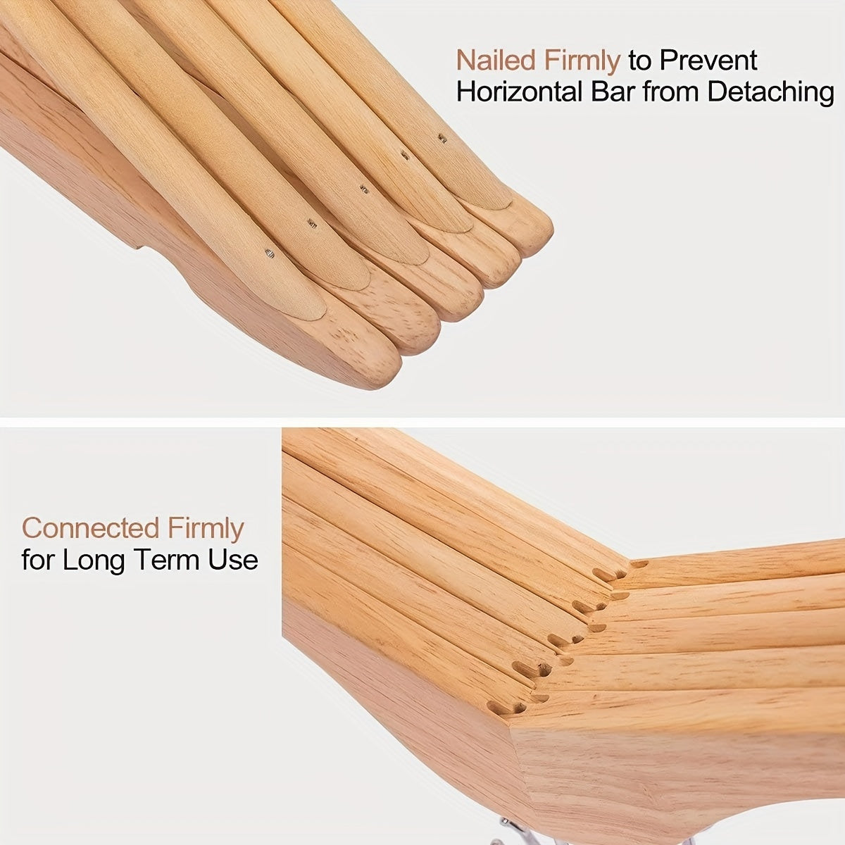 Pack de 10 perchas de madera con ganchos giratorios de cromo, acabado lacado, con muescas para camisas, abrigos, chaquetas y vestidos