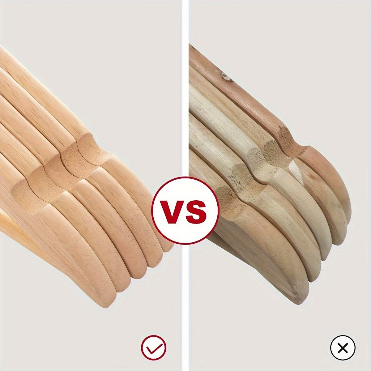 Pack de 10 perchas de madera con ganchos giratorios de cromo, acabado lacado, con muescas para camisas, abrigos, chaquetas y vestidos