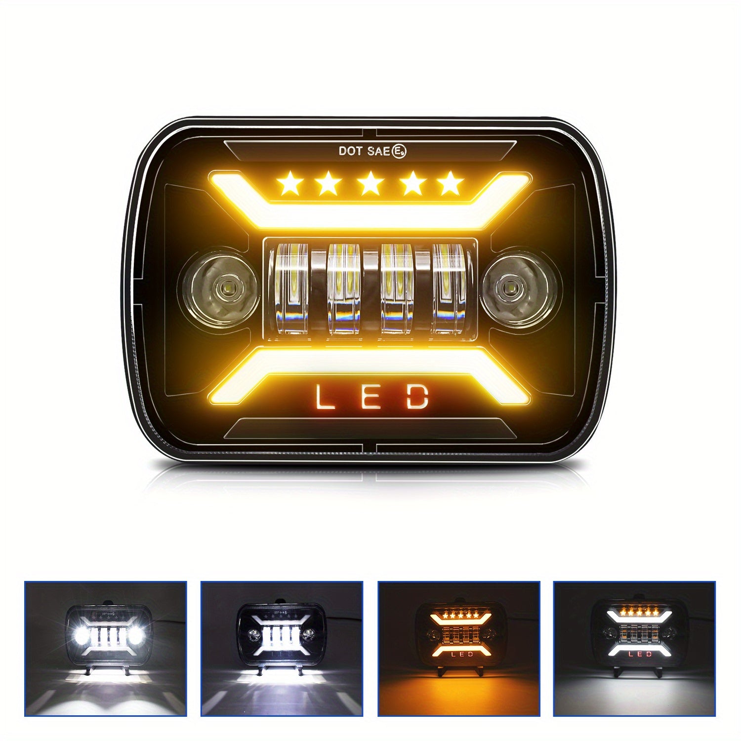 7-Inch Aluminum LED Headlight for Off-Road Vehicles with Yellow Accent