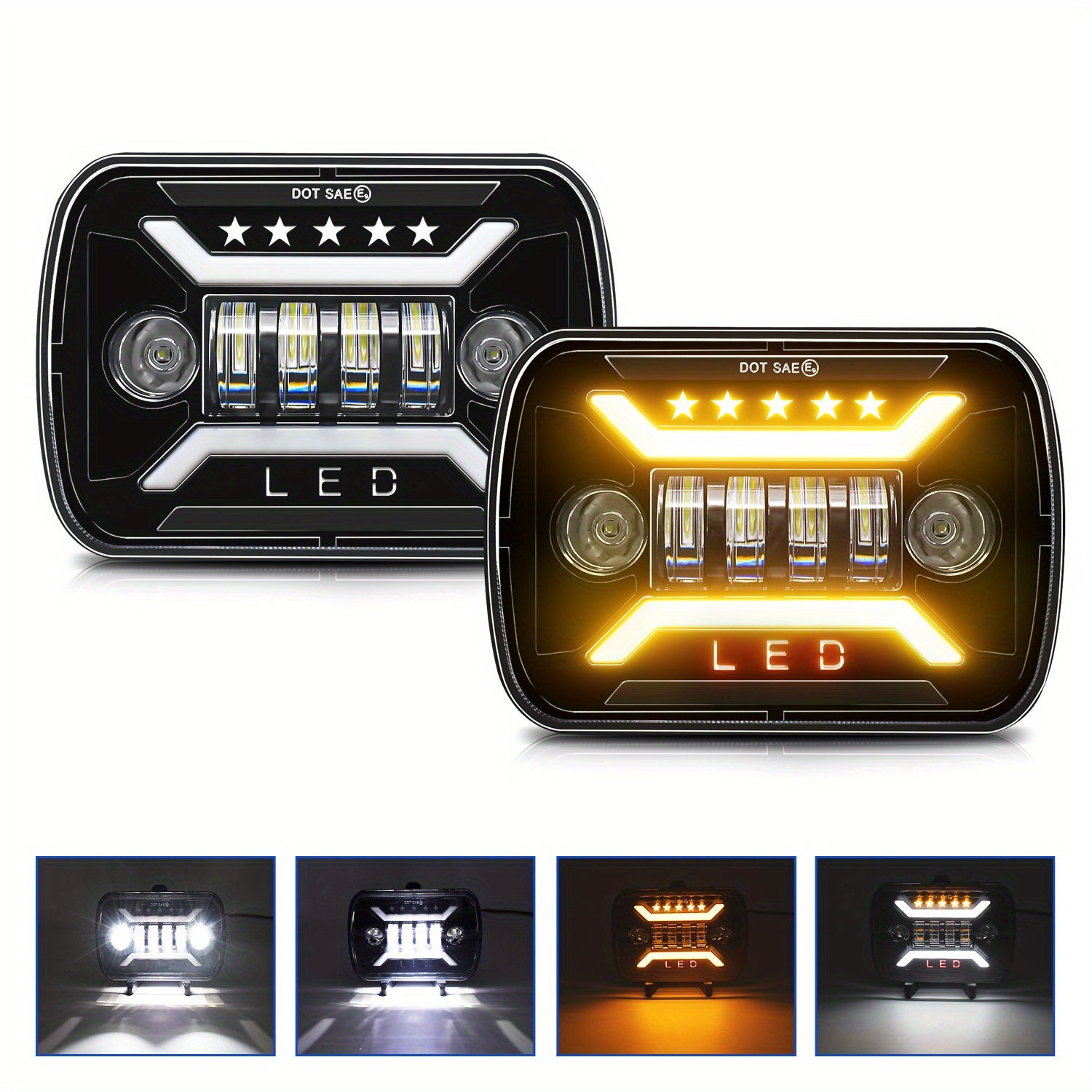 7-Inch Aluminum LED Headlight for Off-Road Vehicles with Yellow Accent