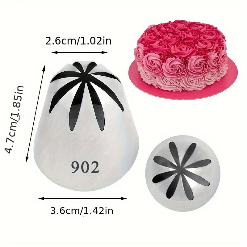 Set of 4 Stainless Steel Piping Nozzles for Cake Decorating and Baking