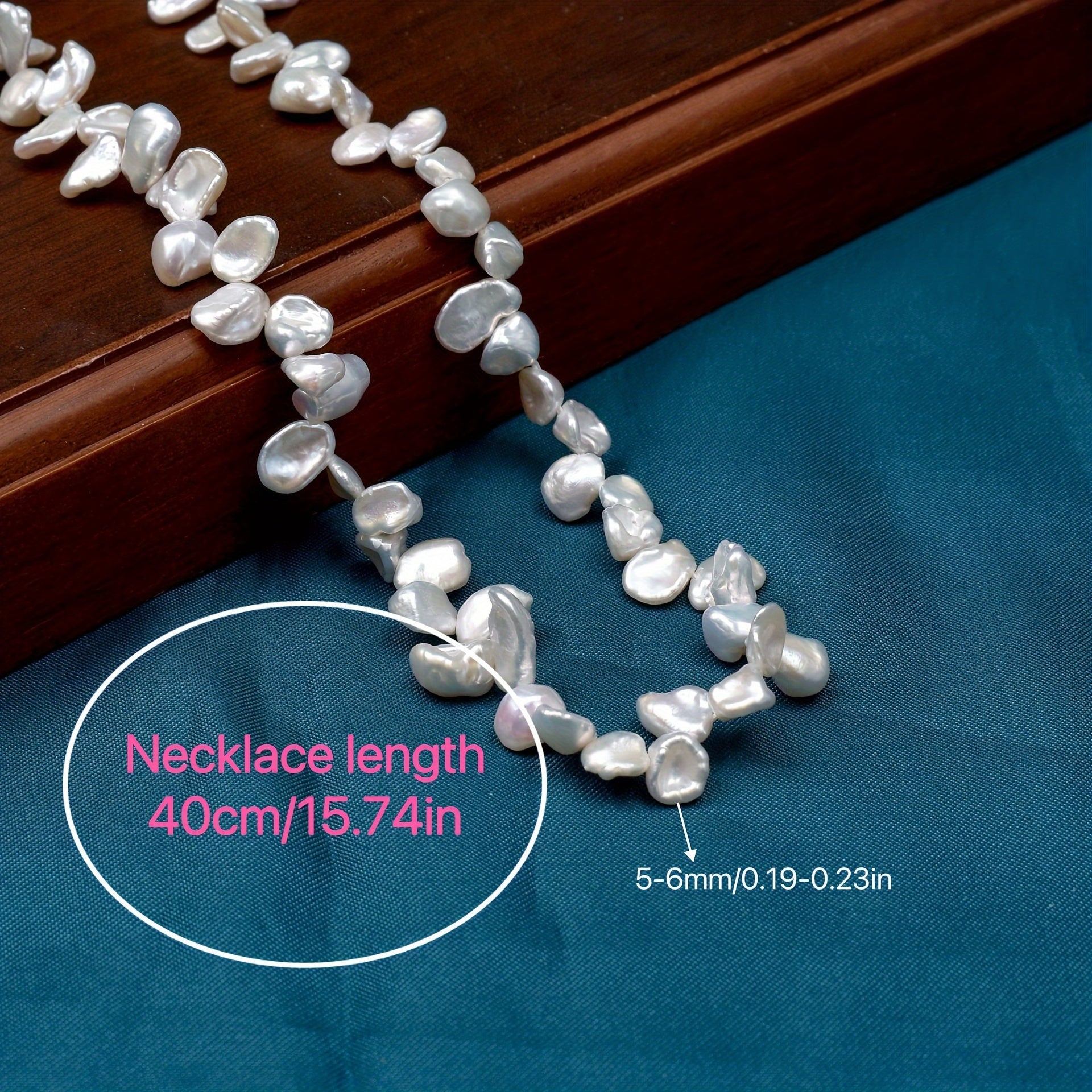 Freshwater Pearl Necklace for Women with Petal Design Lariat Chain Gift Box