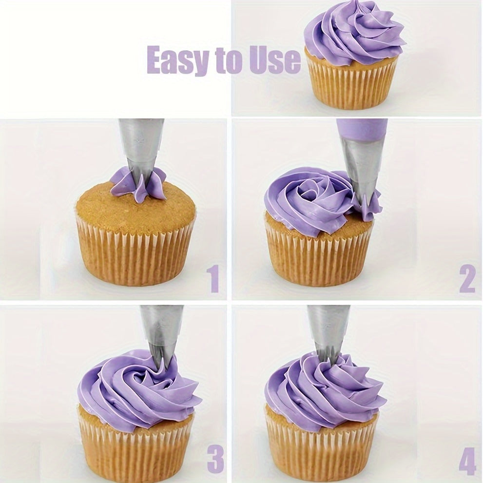 Set of 3 Stainless Steel Piping Tips for Cake Decorating Pastries and Cupcakes