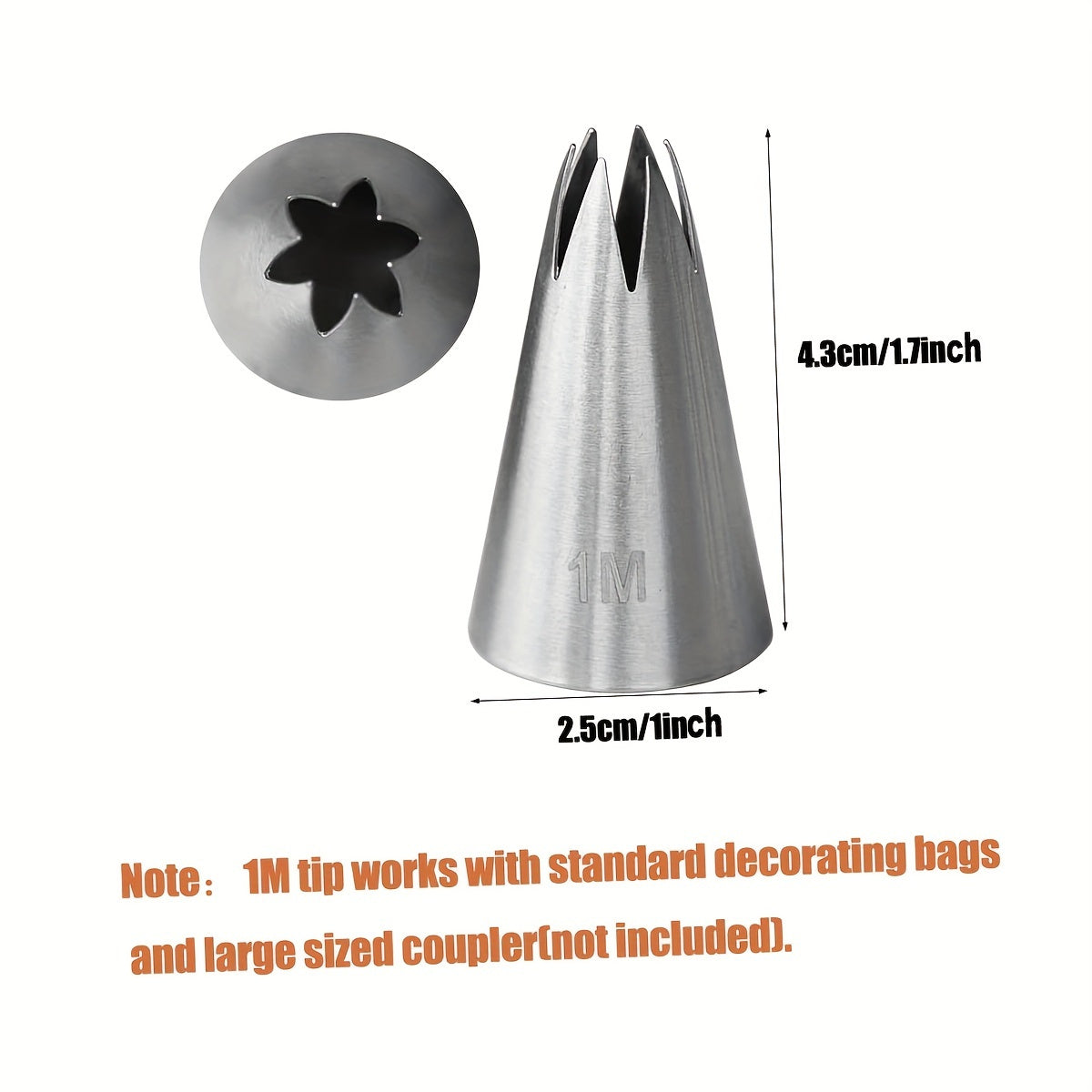 Set of 3 Stainless Steel Piping Tips for Cake Decorating Pastries and Cupcakes