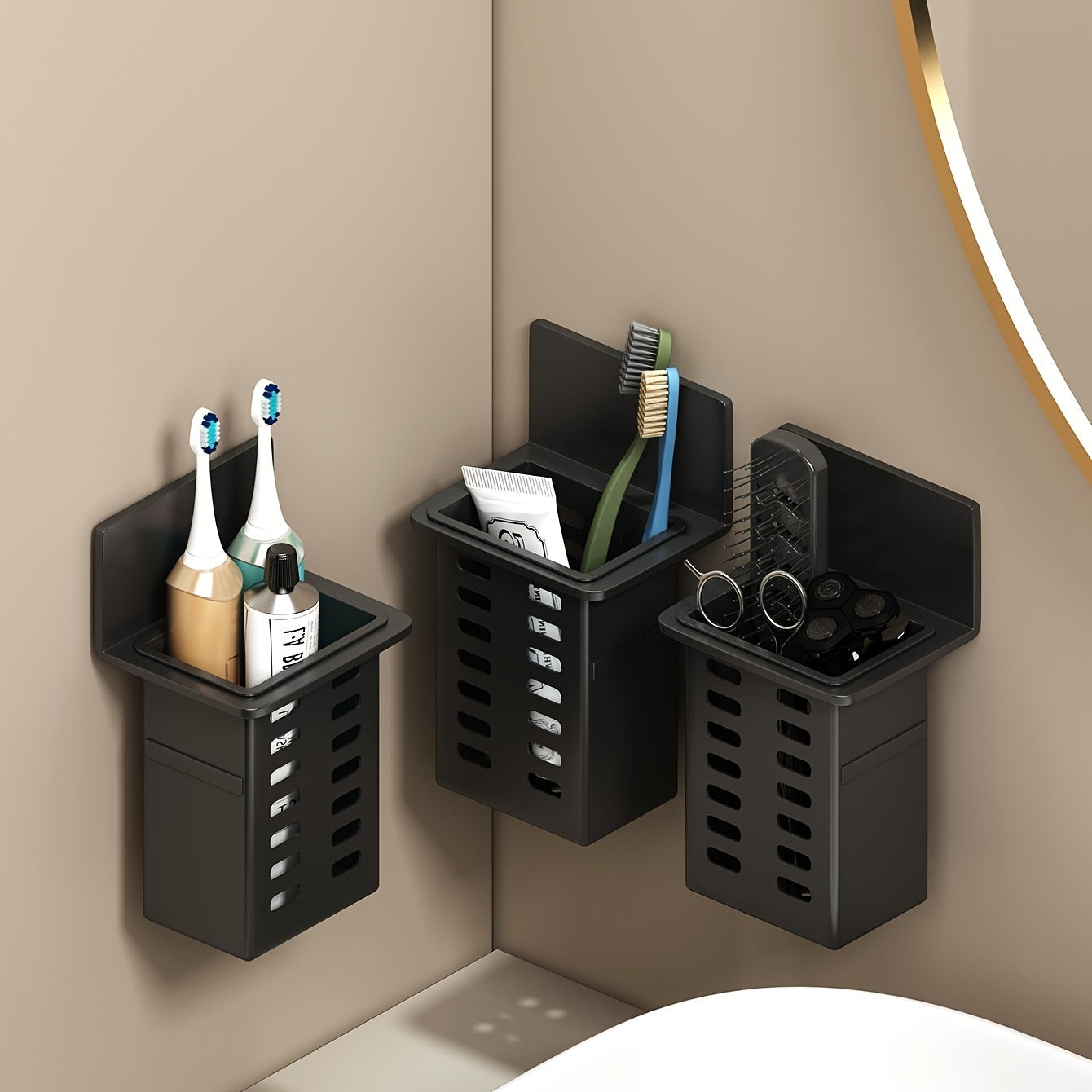 Wall-Mounted Bathroom Toothbrush and Toothpaste Holder Organizer Storage Rack