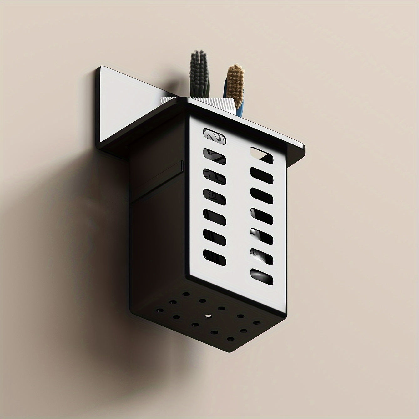 Wall-Mounted Bathroom Toothbrush and Toothpaste Holder Organizer Storage Rack