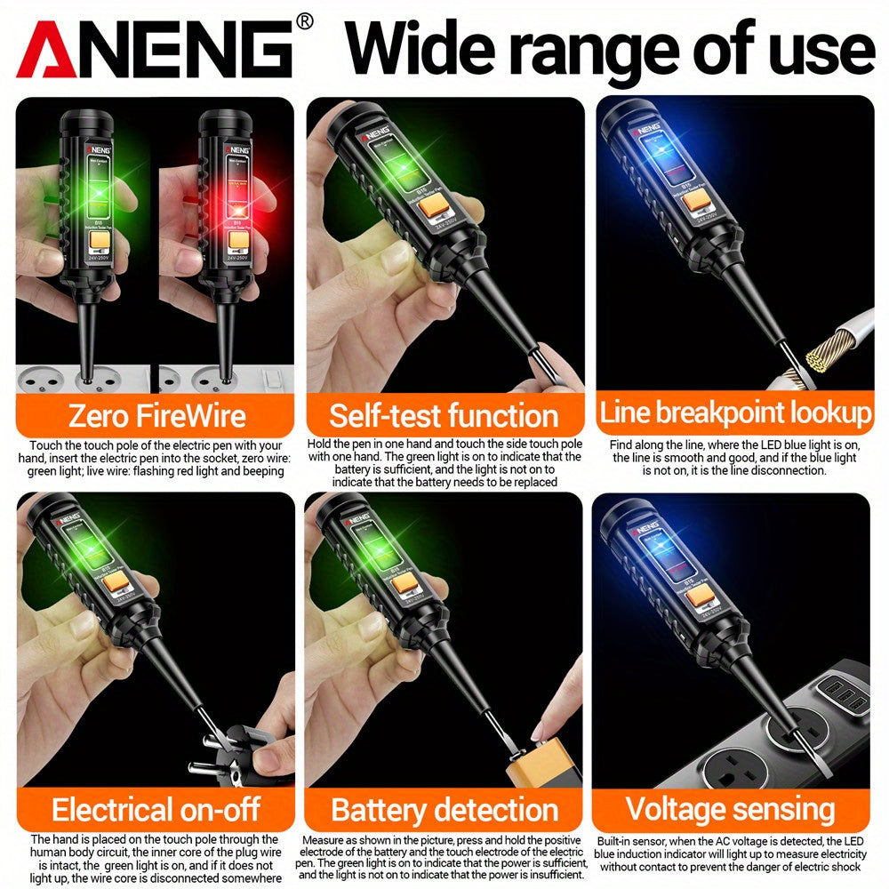 Electrician Voltage Tester Pen with LCD Display Insulated Screwdriver Line Breakpoint Detection
