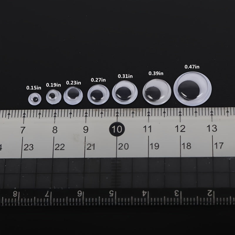 800 Plastic Crafting Eyes for Dolls with Adhesive Backing, Assorted Sizes and Colors