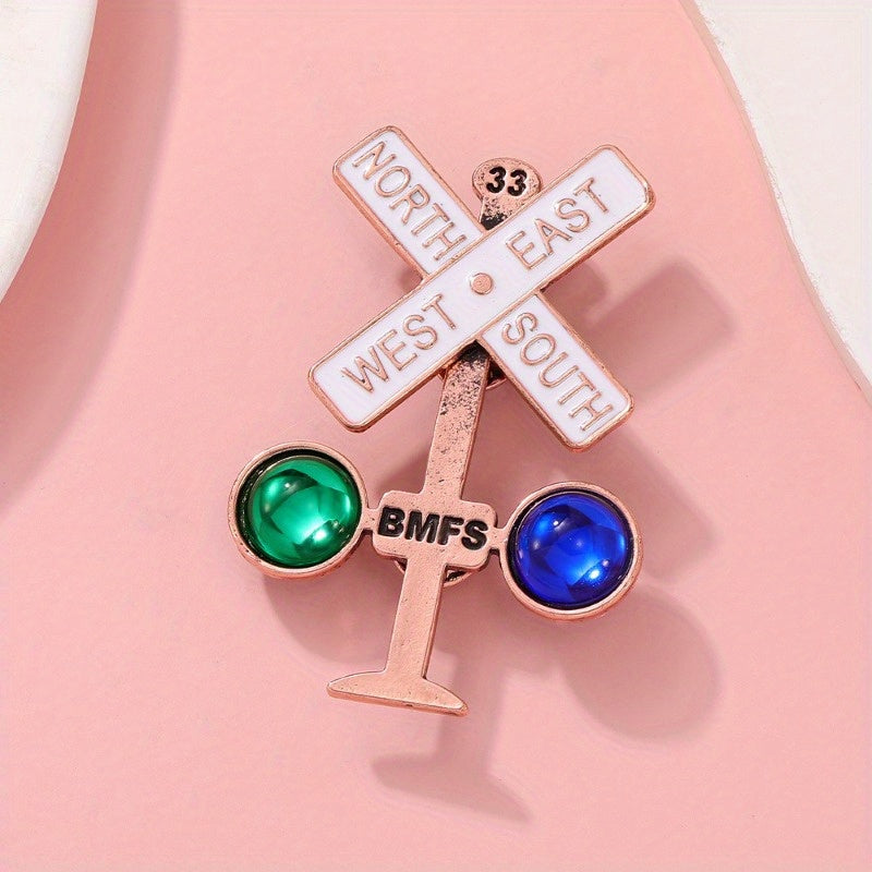 Vintage Traffic Light and Street Sign Brooches Alloy Metal Accessories for Bags and Clothing