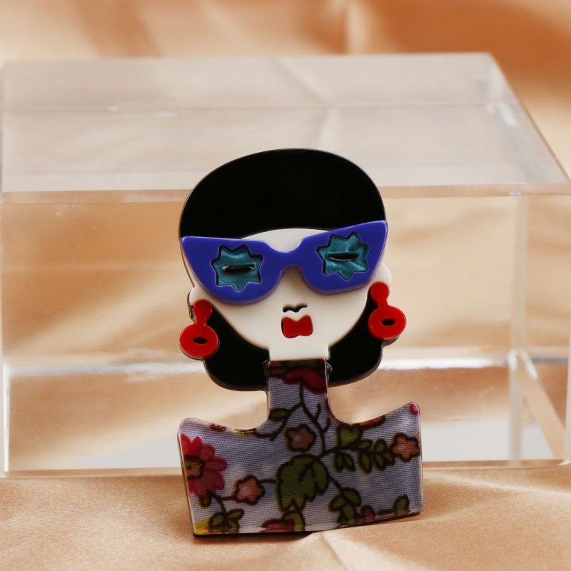 Erkaklar va ayollar uchun hayvon shaklidagi akril brosh pin, rasmiy va kundalik zargarlik buyumlari