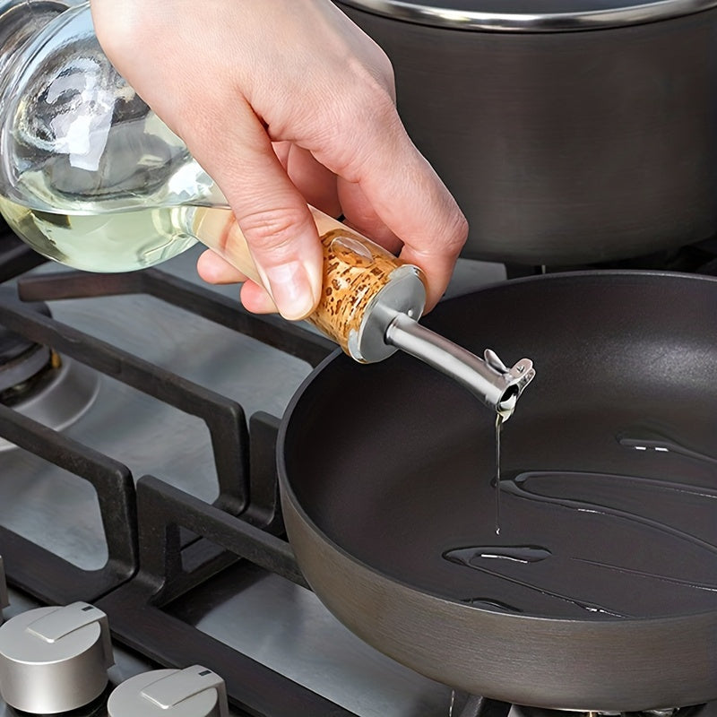 Set of 4 Stainless Steel Pourers for Wine Liquor Olive Oil and Syrup Bottles