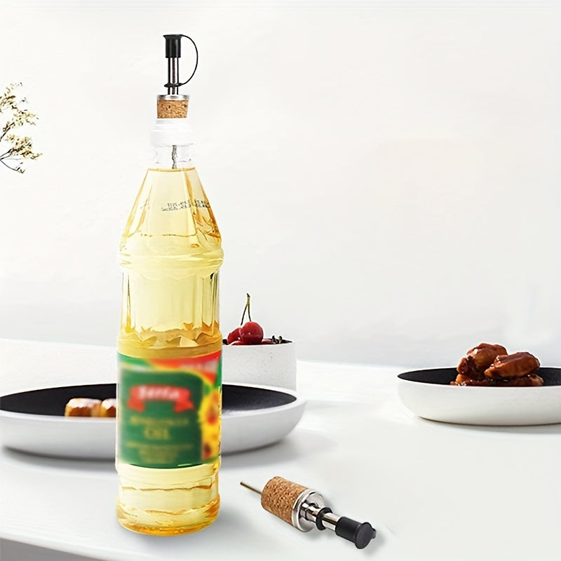 Set of 4 Stainless Steel Pourers for Wine Liquor Olive Oil and Syrup Bottles