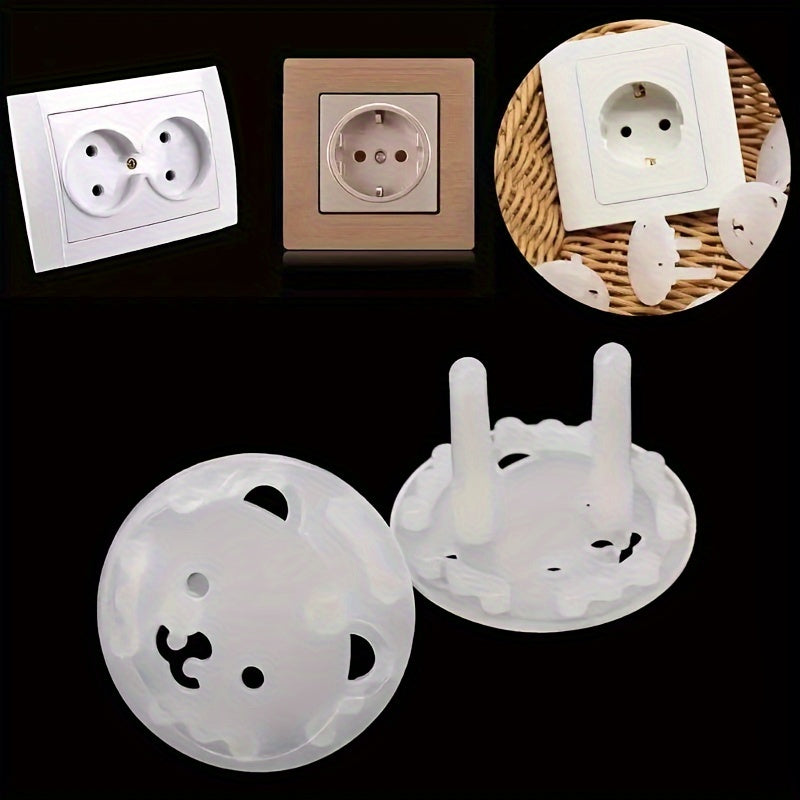 5 Pack Panda Face Outlet Covers White Rubber Wall Socket Protectors