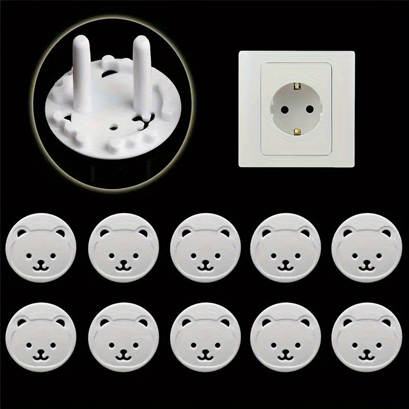 5 Pack Panda Face Outlet Covers White Rubber Wall Socket Protectors