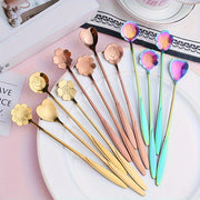 4pcs Stainless Steel Dessert Spoons with Flower and Heart Design for Coffee and Ice Cream