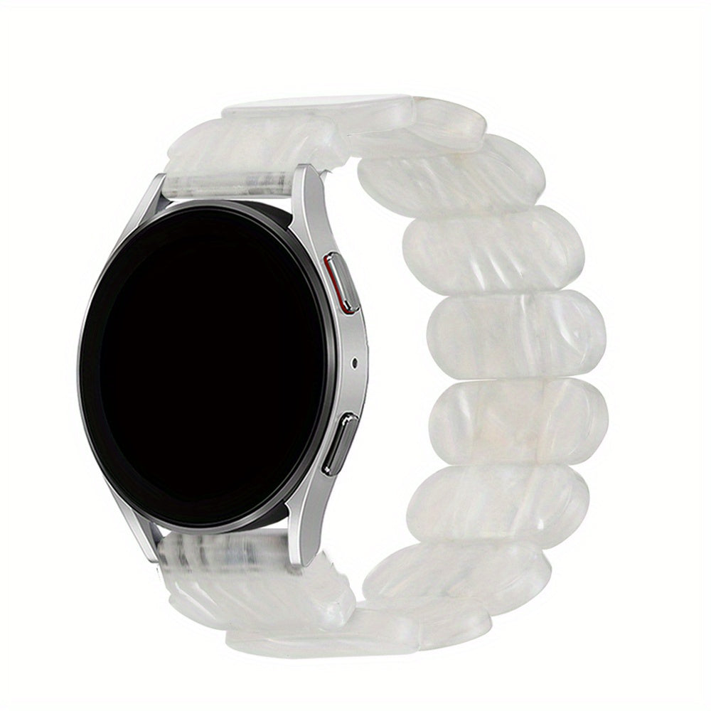 Resin Smartwatch Band with Deployant Clasp Elastic Strap for Men Women Compatible with Galaxy Watch 4 5 6 Classic