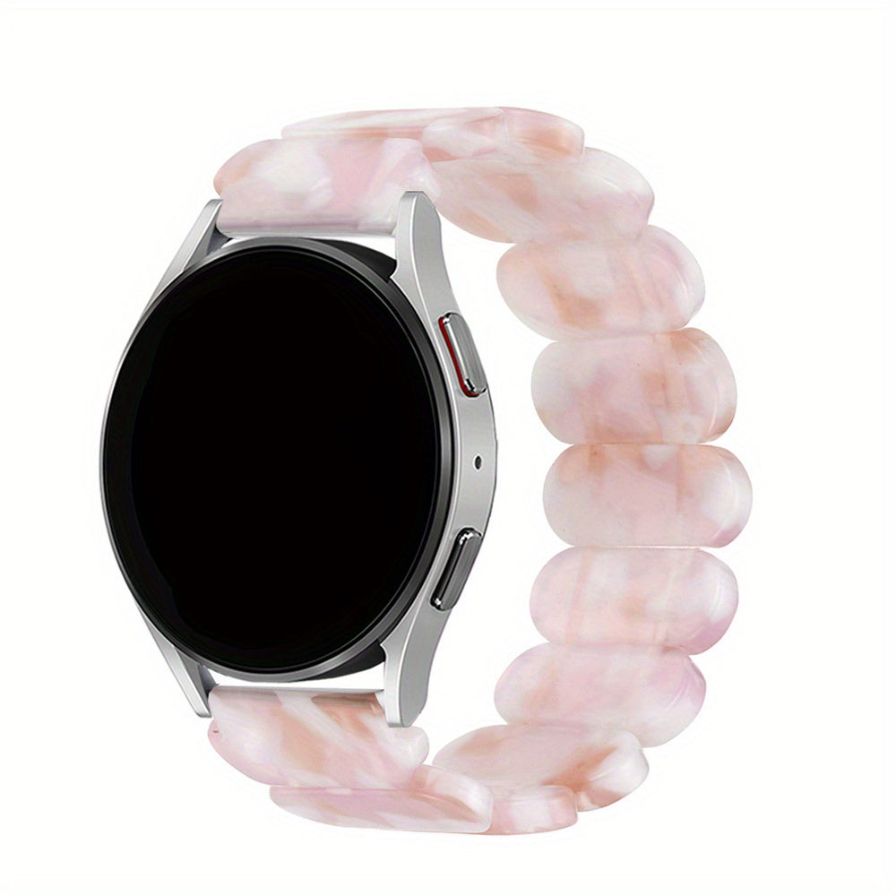Resin Smartwatch Band with Deployant Clasp Elastic Strap for Men Women Compatible with Galaxy Watch 4 5 6 Classic
