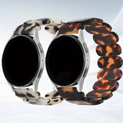 Resin Smartwatch Band with Deployant Clasp Elastic Strap for Men Women Compatible with Galaxy Watch 4 5 6 Classic